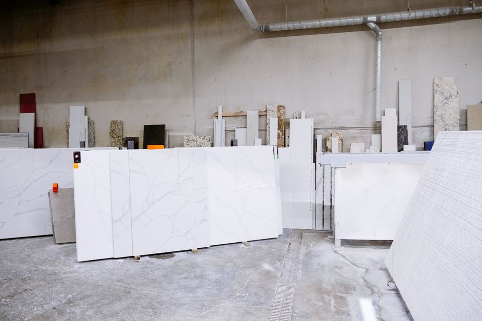 Large raw wood slabs used for a custom dining table